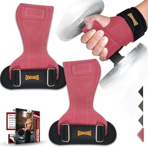 AOTWAN Zughilfen Krafttraining, Zughilfen aus Doppellagigem Rindsleder, Lifting Straps für Bodybuilding & Fitness, Handgelenkschutz, Zughilfen Gym für Frauen und Männer
