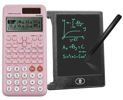 Calculadora científica de alimentada por energía Solar Compatible con FC-991ES Plus 2ª edición,con Tableta de Escritura borrable LCD de 4,4 Pulgadas,para la Escuela,Oficina (Rose)