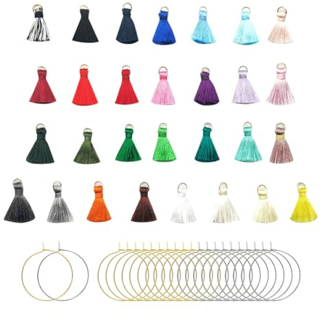 JIHUOO 50 Pcs Tassel Wine Glass Markers Colorful Drink Glass Charms Tags Cocktail Stem Glass Charms Champagne Stem Glass Identifiers Wine Tasting Party Favors Decorations