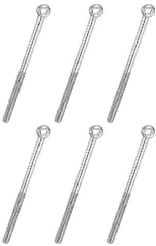 PATIKIL 6 Pz M8x120mm Bullone Ad Occhio Girevole Con Spalla 304 Acciaio Inox Metrico Filettatura Mezza Dentatura Foro A Occhio Di Pesce Vite Di Serraggio Bullone Di Ancoraggio(Argento)