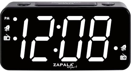 ZAPALA Expert Alarm Clock Radio, 2 Alarms Jumbo LED Display Digital FM Clock Radio with USB Charging Port, Adjustable Volume & Dimmer, Snooze for Deep Sleepers Kids
