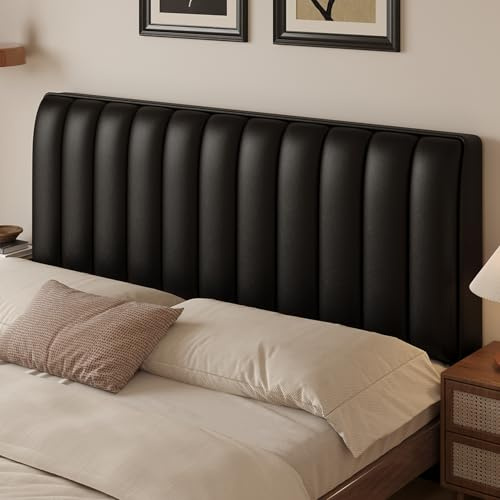 DEZYPZAM Copertura per Testiera Letto in Pelle, Copertura Testata Lettos Matrimoniale/Singolo, Fodera Elastica Protezione, Adatto a Una Varietà di Testate Letto (Nero,180cm)