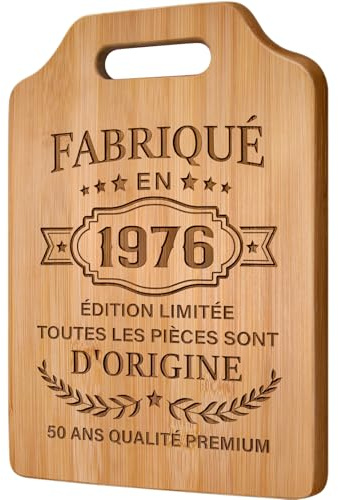Cadeau 50 Ans Homme, 50 Ans Anniversaire Homme - Planche Bambou Gravée | Cadeau Hommes 50 Ans, Idee 50 Ans Anniversaire Hommes pour Amis, Collègues, Famille, Dimensions: 31,2×22×1cm