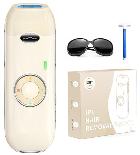 Haarlosy IPL Laser Hair Removal Device for Women and Men with Salon Quality Painless Long-Term Reduction, at Home Lazer Hair Remover with 9 Level 5.2cm² Large Window for Face Bikini Line Body, Yellow