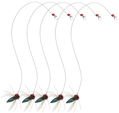 LOLIPPYY Fliegenförmiger Katzenangel Ersatzkopf 5 Stück Nachfüllpack für Interaktives Katzen mit Realistischem Insekten Design