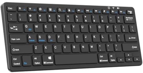LKV Bluetooth Wireless Keyboard for iOS,Android,Windows,Small Slim Portable | Keyboard Compatible with iPad Pro/Air/Mini/PC/Tablet/Samsung/Lenovo/Huawei,QWERTY Layout Easily Switch,Ergonomic Design,Black
