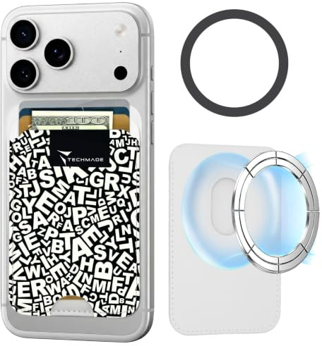 TECHMADE Korthållare kompatibel med iPhone, adapterring ingår – plats för 3 kort eller kontanter, snabbt utdragningssystem – RFID-blockering, veganskt konstläder, Taglia Unica, Avslappnad