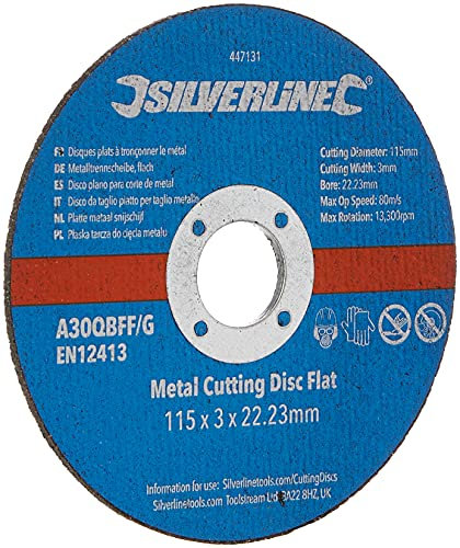 Silverline 447131 Metal Cutting Discs Flat 10pk 115 x 3 x 22.23 mm