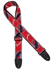 Fender Monogrammed Strap, Fully adjustable length (36,58), Red/Black/Blue