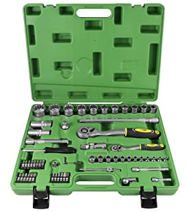 ESTUCHE DE HERRAMIENTAS DE 61 PIEZAS VASOS SPLINE DE 1/2 Y 1/4