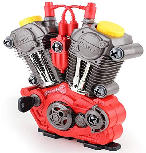 Brigamo 1183 - Kinderwerkzeug Set KFZ Werkzeugkasten mit Spielzeug Werkzeug - BAU dir deinen funktionierenden Motor mit Licht & Sound