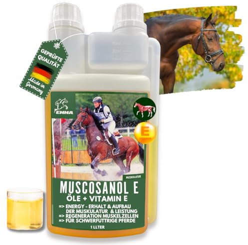 Muscosanol Reiskeimöl Pferd & Leinöl Pferde 1L mit Vitamin E Muskelaufbau Pferd I Leinsamenöl kaltgepresst I Aufbaukur Omega 3 Leinöl zur Unterstützung für Muskulatur & Leistung & Energie Pferde