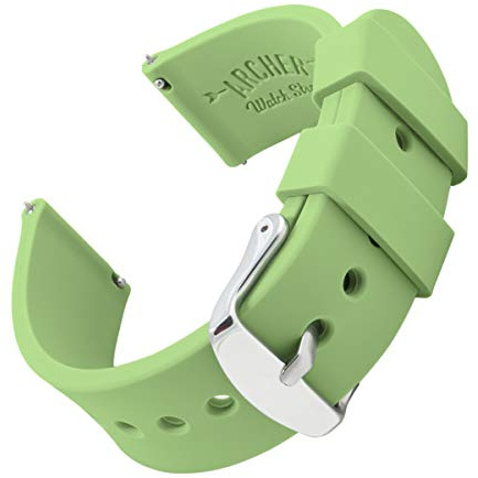 Archer Watch Straps - Bracelets de Montre en Silicone à Dégagement Rapide (Vert Thé, 16mm)