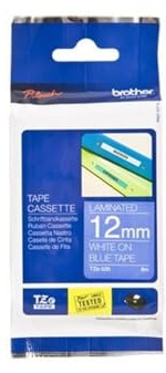 Brother TZE535 Schriftband TZE TZe-535 Bandfarbe: Blau Schriftfarbe:Weiß 12mm 8m, weiß auf blau