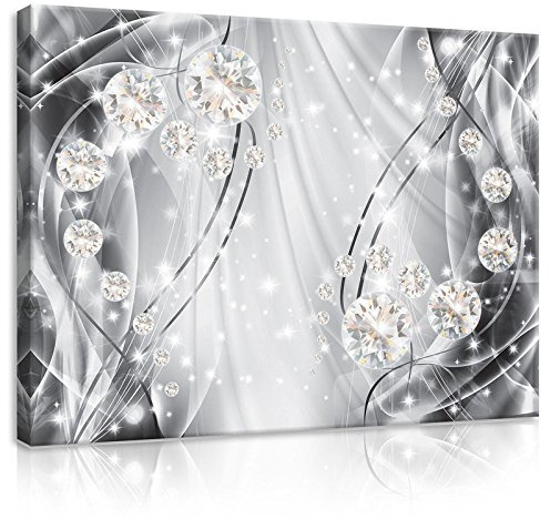 Forwall Leinwand Bilder - Abstrakt Diamanten Silber Glamour - 80x60 cm | Leinwandbilder, Bild auf leinwand, Wandbild XXL groß Wandbilder für Wohnzimmer Schlafzimmer Wohnzimmerbilder