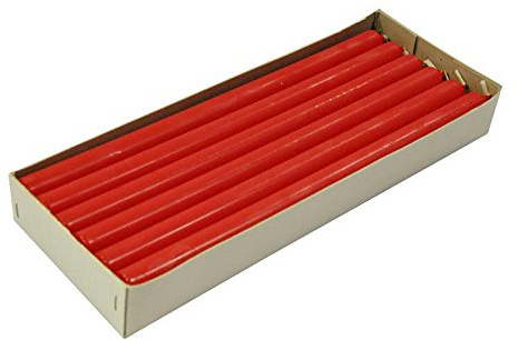 XL Stabkerzen - Rubin Rot - Länge 35cm / Ø 2,2cm - 12 Stück im Pack - Hohe Brenndauer & Einwandfreies Brennverhalten - Altarkerzen/Leuchterkerzen - RAL Zertifiziert & Gleichmäßiges Abbrennen