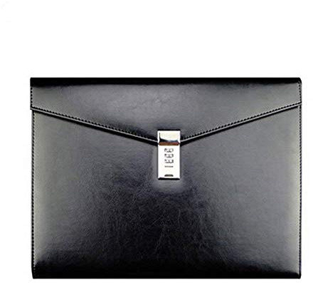 Herren-Aktentasche, A4-Format, aus PU-Leder, verschließbar, mit Passwort, Dokumententasche, Aktenmappe, Konferenzmappen, Aufbewahrungstasche, Business-Handtasche, Schwarz