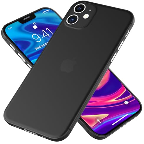 NALIA Ultra Slim Hardcase für iPhone 12 Mini - Matt - Hülle, Schwarz | Vergilbungsschutz, UV-stabiles Polycarbonat, Linsen einzeln umschlossen, Anti-Fingerprint, Soft-Touch Grip
