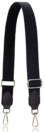Allzedream - Correas de repuesto para bolso cruzado, bolso ancho de lona y cuero ajustable, Negro, herrajes plateados, M, Moderno