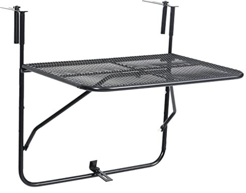 vidaXL Balkontisch Zusammenklappbar Balkonhängetisch Balkonmöbel Tisch Hängetisch Klapptisch Balkonklapptisch Schwarz 60x40cm Stahl