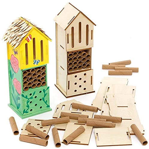 Baker Ross FE508 Kits maison pour insectes en bois - Paquet de 2, Artisanat en bois à peindre et à décorer pour les enfants, l'artisanat ou les projets de jardin