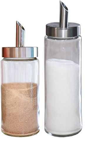 (Sugar & cinnamon) Dispenser/Pourer/Shaker – MODREN STILE Brushed Nickel - Stainless Steel Lid - ideal Sugar & cinnamon