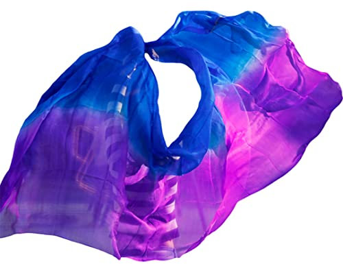 Damen Bauchtanz-Schleier, 100 % Seide, Regenbogenfarben, Figur, M-200 cm - 90 cm