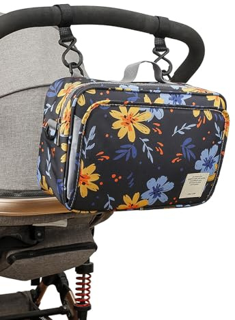 Kinderwagen Organizer,Universal Große Kapazität Buggy Kinderwagentasche Baby Zubehör Multifunktionale Aufbewahrungstasche mit Verstellbaren Schultergurten und Stauraum für Handys Spielzeug Windel
