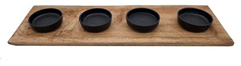 Mango Advents Kerzenhalter für 4 Kerzen, 45 x 15 cm | Holz Metall Adventskranz Weihnachten Tisch Winter Dekoration