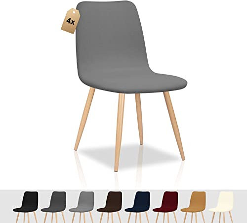 FIGOOO Stuhlhussen 4er Set Strech Stuhlhussen Skandinavisch Universal Abnehmbar Waschbar Schonbezüge Stuhlbezug für Küchenstühle Hotel Bankett(Grau,4pcs)