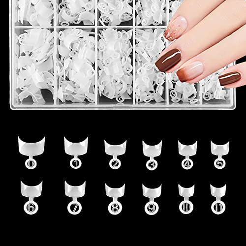 600 Stück Oval Falsche Nagelspitzen, 12 Größen Short Nail Tips, Französisch Halbe Abdeckung Falsche Nail Art Nägel Tipps für DIY Nagelstudios, Natürliche