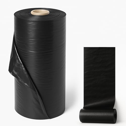 Maka Telo Nero Pacciamatura Orto Anti Erbacce Forato o Senza Fori Giardino Pacciamante Anti-UV Impermeabile all'Acqua Polietilene Spessore Film 5 Micron Cartone (0.9x100 Metri, Senza Fori)