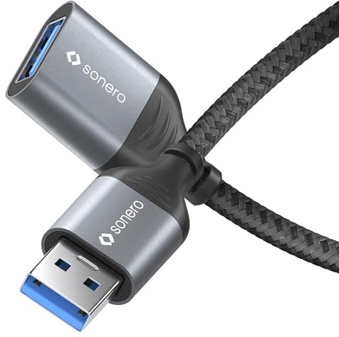 Sonero® Cavo dati da USB-A a USB-A, prolunga, tipo A, 5 GB/s, grigio siderale/nero, 2,00 m