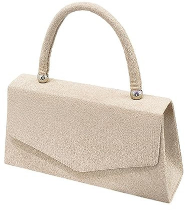 FNKDOR 2023 Clutches Damen Abendtasche Schlicht Wildledertaschen Handtaschen (Beige, One Size)