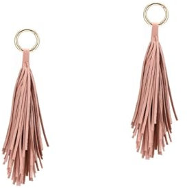 Amosfun 2stücke Pendelkette Schlüsselanhänger Für Frauen Handtaschen Charme Mit Pu-leder Quasten Rosa Schlüsselring Für Handtaschen Und Perfektes Für Besondere Anlässe