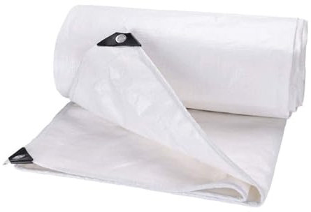 Schutzplane Abdeckfolie Poolplane Holzplane Plane mit Ösen Wetterfeste Allzweckplane Gartenplane Reißfest, 0.32mm für Gartenmöbel Pool Trampolin, Anpassbar blais (Color : White, Size : 5x8m)