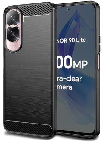 jonlineuk For Honor 90 Lite Case, [Slim Fit] Shockproof Brushed Carbon Fibre [Protective Case] Cover, Gel Rubber Phone Case For (Honor 90 Lite 5G) Black