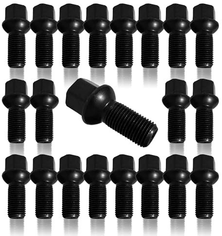 BIMECC Alloy Wheel Bolts - M14x1.5 - Black - R13 Radius - Compatible with original Audi | SEAT| Skoda | VW wheels