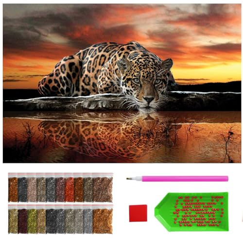 ARTULIO Diamond Painting Set - Tiger bei Sonnenuntergang - 40x60 cm - Groß XXL - 5D Diamant Painting Bilder DIY, Diamond Painting Erwachsene