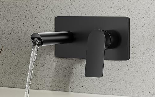 WC-Wasserhahn für warmes und kaltes Wasser, Waschbecken, Aufsatzwaschbecken, Unterputzarmatur, schwarzes Upgrade-D-Modell