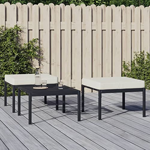 JUDYY Gartenhocker mit Sandfarbigen Kissen 2 STK. 60x60x35 cm Stahl, Hocker Outdoor, Gartenmöbel, Sitzhocker, Beistelltisch Outdoor, Blumenhocker, Pflanzen Hocker