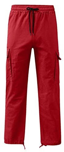 SRZYMJ Chino Hose Herren Arbeitshose Herren Kurz Fahrradunterhose Herren Gepolstert 4XL Hose Mit Gummizug Herren Dreiviertel Hosen Herren Arbeitslatzhose Rot Outdoorhose Hose Herren Kurz M