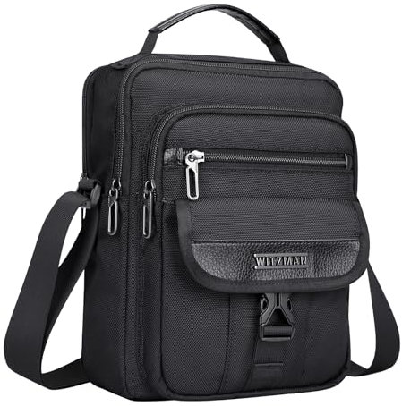 WITZMAN Umhängetasche Herren Tasche Umhängen 8L Leicht Crossbody Shoulder Bags Herren Schultertasche für Geschäftsreisen (B699 Schwarz)