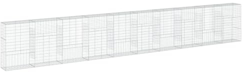 vidaXL Gabionkorg med skydd 1000x50x150 cm galvaniserat järn, gabionkorg, stenmur, gabionmur, gabionkorgar, stenmurar, gabinmurar, gabionvägg