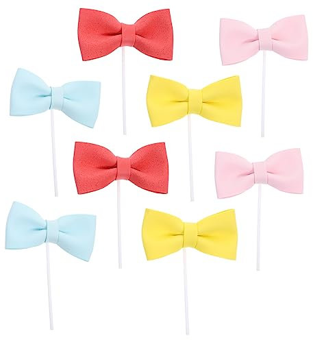 Vaguelly 8pcs Bowknot Cupcake Toppers Birthday Cake Toer Set Personalised Mini Crowns Cake Picks