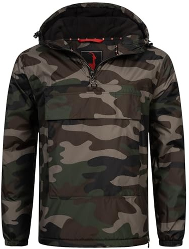 Höhenhorn Allesso - Giacca da uomo con tasca sul petto, windbreaker, foderata, Verde mimetico, L