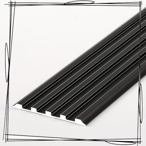 IMUNKT Treppenstufen Kantenschutz, Antirutsch Treppenkantenprofil, Aluminium Eloxiert, 90cm Stufenkantenprofil AntiRutsch Streifen Für Holzstufen, Fliesen, Metall(Black,W4cm(1 3/5))
