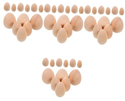 SEWACC 80stücke Holz-eier Für Ostern Kreative Dekoration Glatte Oberfläche Für Bastelprojekte Und Party-dekorationen Vielseitig Einsetzbar Für Zuhause Und Garten