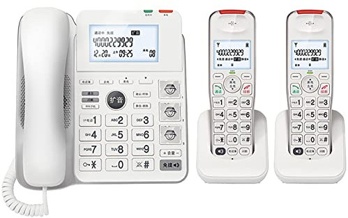 CAFIEDR Téléphone sans Fil + téléphone de Bureau combiné, Grand écran et Gros Boutons, 3 Groupes de numérotation d'image, Affichage de l'appelant, Appel à Trois, téléphone réside(Blanc 2)