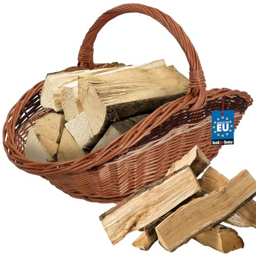 KOTARBAU® Weidenkorb für Kaminholz Holzkorb für Kaminholz Weide mit Henkel Kaminholzkorb Weide Holzkörbe Feuerholzkorb Brennholzkorb innen Weidekorb Holztragekorb
